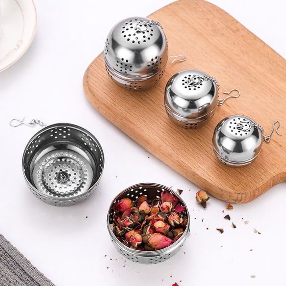 2PC Spice Small Ball for Cooking, Clearance, Tea Infuser, Stainless Steel Tea Ball Strainer Spice Infuser, Soup Seasonings Seperation Basket with Extended Chain Hook for Brewing Tea (1.57x1.73in)