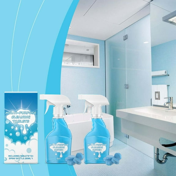 2PC Splash Spray All Purpose Cleaner - 5x Cleaning Tablets and Bottle Spray - Mix with Warm Water,200ml
