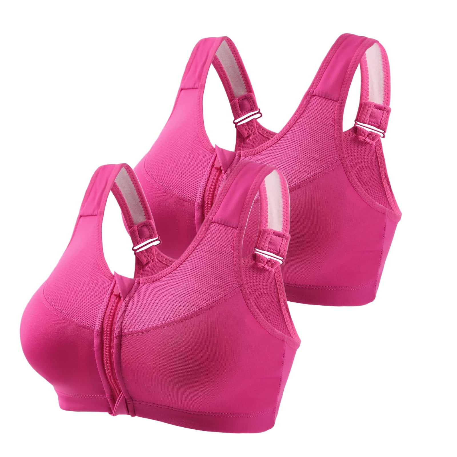 2PC Sports Bras For Women Zipper Front Bras Yoga Workout Bras For Women