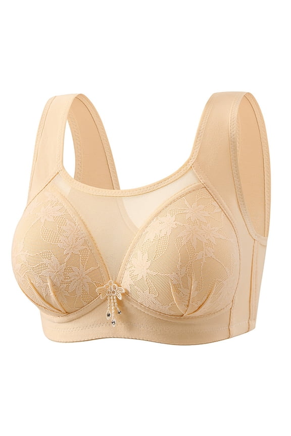 2PC Sports Bras for Women Breathable without Steel Ring Gathering Triangle Bralette,Beige,36