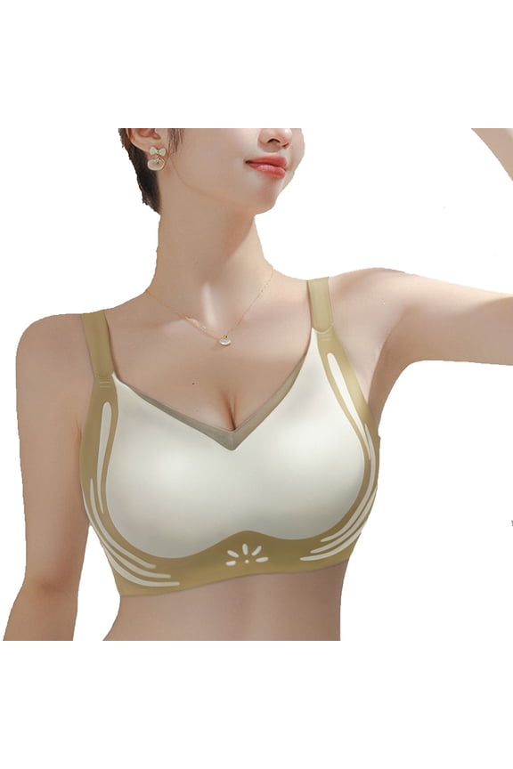 2PC Sports Bras for Women Color Contrast Lift Sag Retraction Cover Non Womens Casual Tops,Beige,XL