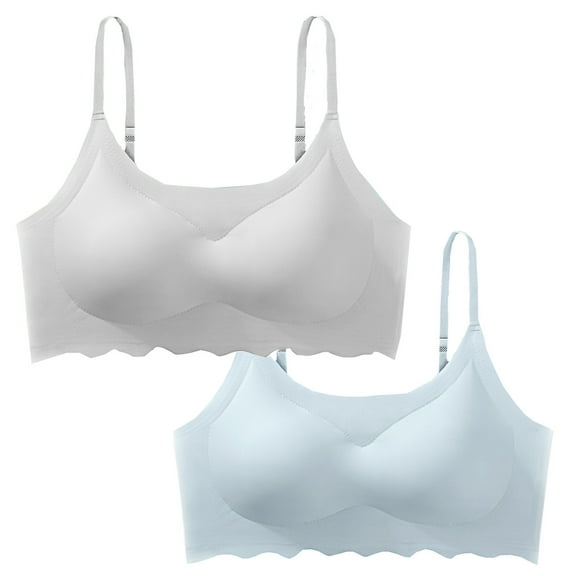 2PC Sports Bras for Women Plus Size Full Coverage Push Up No Underwire Comfortable Breathable Bras Bralettes Everyday Bra,Blue,36 C