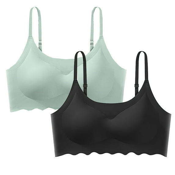 2PC Sports Bras for Women Plus Size Full Coverage Push Up No Underwire Comfortable Breathable Bras Bralettes Everyday Bra,Multicolor,34 B