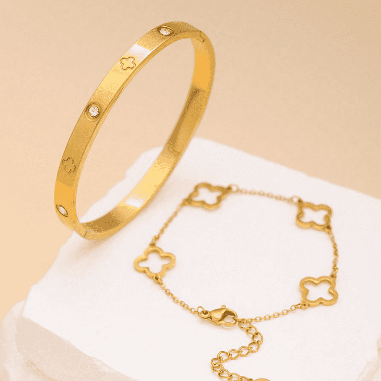 Chain Bracelet Lucky You Jewelry 2PCS Gold Bracelets For Women Non
