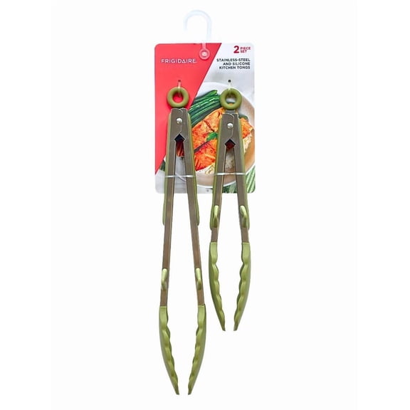 2PC Stainless Steel Kitchen Food Tongs Set for Cooking with Silicone Tips