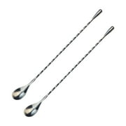 2PC Stainless Steel Long-Handle Threaded Bar Spoons Water Drop Design, for Coffee Stirring & Mixing Bar Mixing Spoons, Threaded Handle Stirrers, Stainless Steel Coffee SpoonsSilver