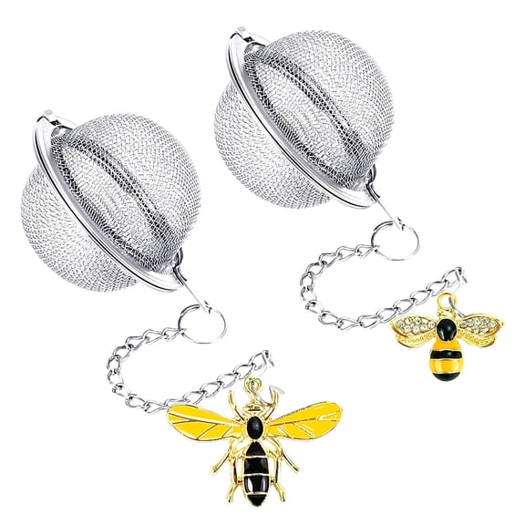 2PC Stainless Steel Mesh Tea Infuser,2.1 inch Tea Ball with Honey Bee | Tea Diffuser Tea Steeper for Filtering Tea,Tea Infusers for Loose Tea,Tea Strainer for Flavoring Herbal Spices and Seasonings