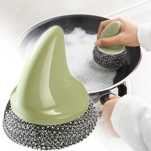 2PC Steel Wool Kitchen Scrub Brush, Kitchen Scrub Brush Shape Scrubber for Cookware Stainless Pot Scrubber for Pan Pot Cookware Stubborn Messes on Cookware, Grill, Oven & Kitchen Sinks 3.54"x2.36"