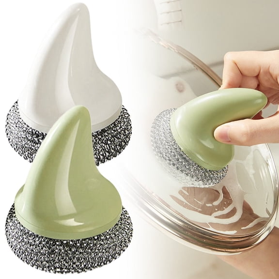 2PC Steel Wool Kitchen Scrub Brush, Kitchen Scrub Brush Shape Scrubber for Cookware Stainless Pot Scrubber for Pan Pot Cookware Stubborn Messes on Cookware, Grill, Oven & Kitchen Sinks 3.54"x2.36"
