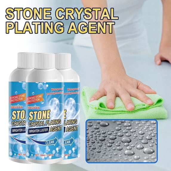 2PC Stone Crystal Plating Agent Kitchen Quartz Stone Tile Countertop Scratch Repair Cleaning Stains Brightener 100ml