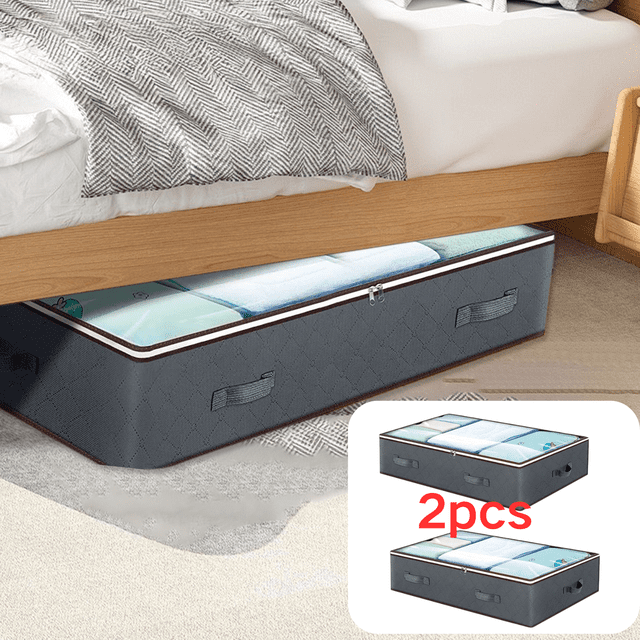 2PC Storage Under Bed Comforter Storage Bags, Zipper Storage Bags for Clothes, Bedding Organizer Storage for Sheets Sets, Storage Bags with Handles Sweater Storage