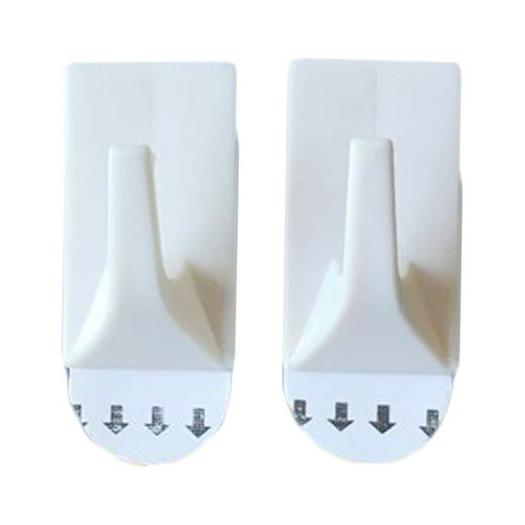 2-Pack Plastic Storage Hooks with Strong Adhesive, White Seamless Wall Hooks for Home, Kitchen, Bathroom, Easy to Install