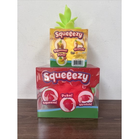2PC Strawberry Pineapple Squishy Fruit Toys - Realistic Slow Rising Fruit Squishy Ball, Birthday Gift & Party Favor, Food Fidget Sensory Stress Ball for Fans, Teens & Adults
