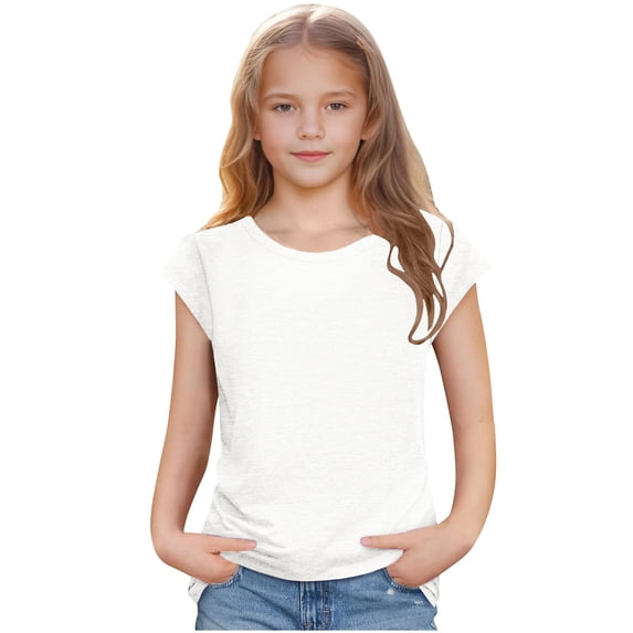 Summer T-ShirtsSize 12M-10Y for Toddler Boys and Girls Short Sleeve Crew Neck Solid Color Summer Kids' Sports Fast-Drying Breathable Tops White