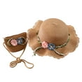 thumbnail image 1 of 2PC Sun Hats and Bag Set for Women BWASD Wide Brim Beach Floral Embroidered Straw Hat Portable Travel Outfit for Outdoor Summer Age 2-8 Years Brown, 1 of 2