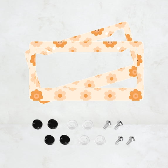 2PC Sunflower Retro License Plate Prame Aluminum Rust-Proof Auto Parts License Plate Decorative Screws Fit Standard 2 Holes 1 U.S. License Plate, 12.2x 6.3 Inch