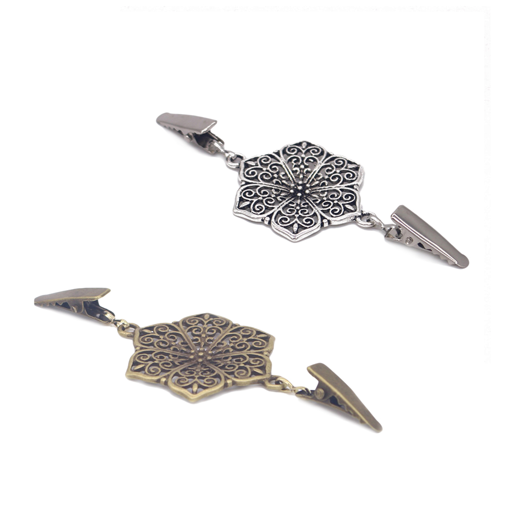 2PC Sweater Clips Retro Environmentally Friendly Plating Hollow Alloy