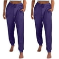 thumbnail image 1 of 2PC Sweatpants for Women High Waisted Casual Solid Elastic Waisted Long Pants Womens Drawstring Pants Trousers, 1 of 7