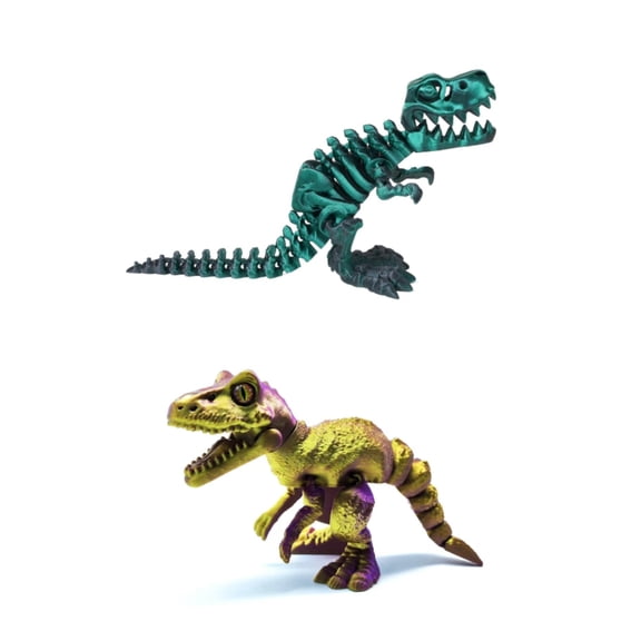 2PC T-Rex Skeleton Figurine 15cm & 11cm, 3D Printed Dinosaur Fossil Model