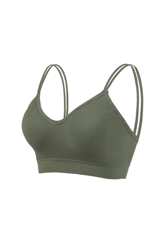 2PC T Shirt Bras for Women Double Shoulder Straps off Breast Wraps Breast Pads Sticky Bra,Green,One Size