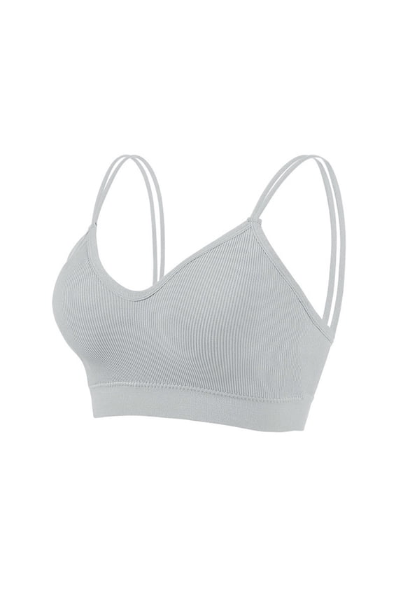 2PC T Shirt Bras for Women Double Shoulder Straps off Breast Wraps Breast Pads Womens Summer Clothes,Grey,One Size