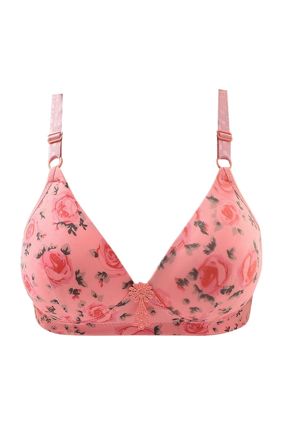 2PC T Shirt Bras for Women Rose Ben Thin Breast Sag Cover without Balconette Bra,Pink,42