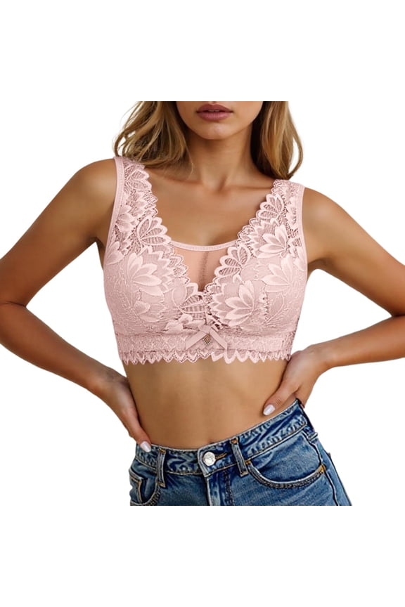 2PC T Shirt Bras for Women Thin Model Cup Big Chest Small Thin Gathering Sag No Womens Casual Tops,Pink,38