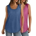 thumbnail image 1 of 2PC Tank Top For Women Plus Size Tops Summer Solid Color Round Neck Casual Loose Sleeveless Tops Ribbed Curved Hem Tunic Shirt, 1 of 9