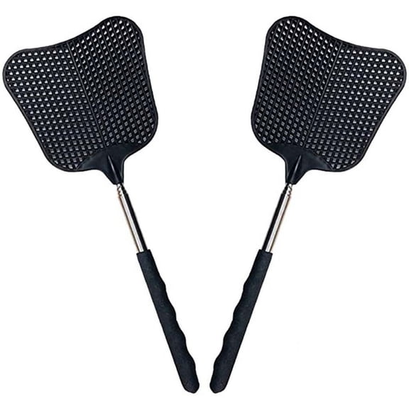 2PC Telescopic Fly Swatters, Durable Fly Swatter Heavy Duty Set, Telescopic Flyswatter,Black