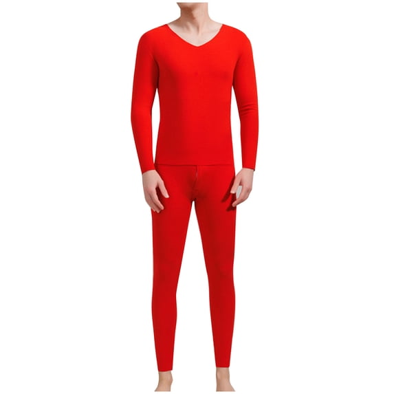 2PC Thermal Underwear Set for Men Slim Fit Long Sleeve Fleece Lined Shirt Long Johns Base Layer Set for Men Cold Weather Top Bottom Set
