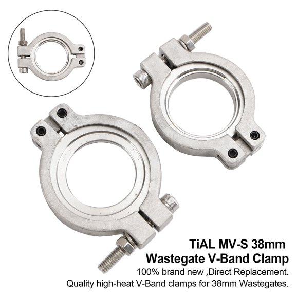 2PC TiAL MV-S 38mm Wastegate V-Band Clamp Set Kit with Screws Nuts and Seals