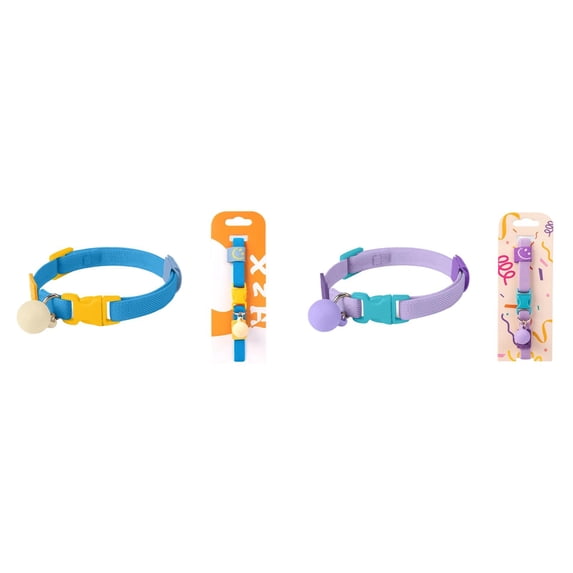 2PC Tiny Dog Collar Cat Collars for Small Male Dogs Little Pet Neck Girth 8.7-13.7 Inch Safety Buckle Kitten Adjustable Release for Cats Small Dogs Lightweight for Daily Walk