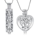 thumbnail image 1 of 2PC Tree of Life Urn Necklace for Ashes with Hollow Vial Cylinder Heart Cremation Jewelry Mini Keepsake Memorial Lockets for Holder Women Men Pets Ash, 1 of 6