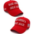 thumbnail image 1 of 2PC Trump 2024 MAGA Hat Make America Great Again Donald Trump Slogan with USA Flag Cap 45, 47 Presidential Campaign Hat, 1 of 5