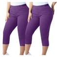 thumbnail image 1 of 2PC Tummy Control Capri Leggings for Women Plus Size Elastic Waist Seamless Workout Athletic Running Capri Leggings Yoga Pants for Women Purple 5XL, 1 of 7