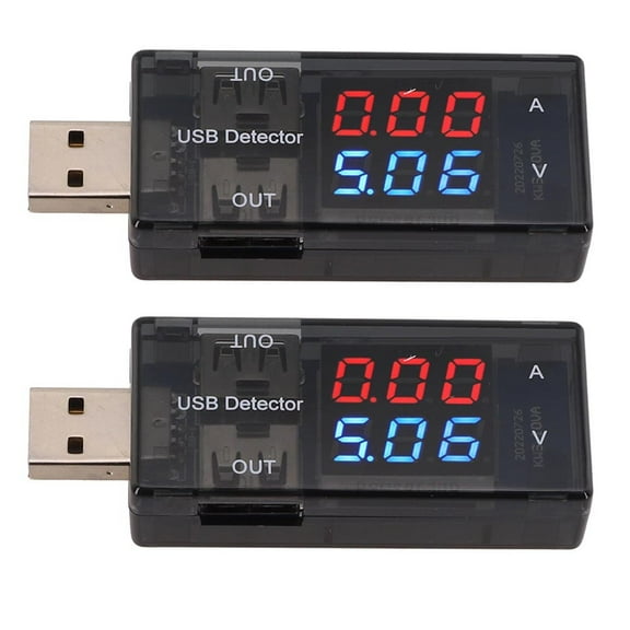 2PC USB Ammeter Voltmeter LCD Digital Blue and Red Display Current Voltage Meter