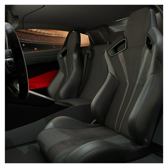 2PC Universal Bucket Racing Seats Red Stitch Red PVC Leather Reclinable Carbon Look Leather Back With Adjustor Slider(Not Including Seat Bracket ) 1 box of 2 pieces