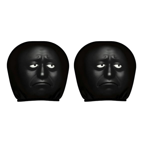 2PC Universal Funny Face Car Headrest Covers - Stretch Fabric Seat Headrest Protectors with Humorous Prints, Decorative Interior Accessories for Cars, SUVs & Trucks