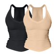 thumbnail image 1 of 2PC V Neck Cotton Tank Tops with Built-in Shelf Bra for Women Sleeveless Racerback Fitted Basic Solid Color Cami Shirts Women Comfy Lightweight Cute Shirts Beach Vacation Outfits, Silver M, 1 of 8