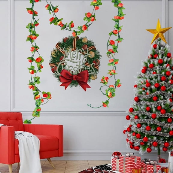 2PC Valentine's Day Fake Rose Garland, 7.5Ft Artificial Vines Flowers Hanging Rose Vine for Table Wedding Backdrop Arch Wall Party Mantle Festival Decor (Orange)