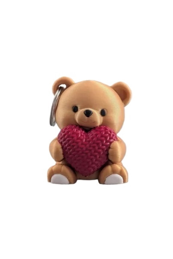 2PC Valentine's Day Teddy Bear with Knitted Heart Keychain 3D Printed Gift