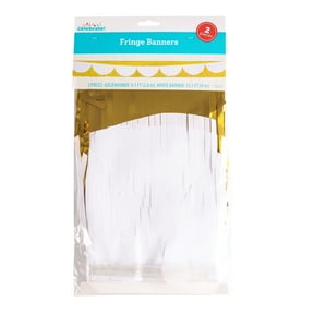 2 Count, Gold: 9.1 FT (2.8 M), White: 13.1 FT (4 M), Gold/White Foil Fringe, Banners, by Way To Celebrate
