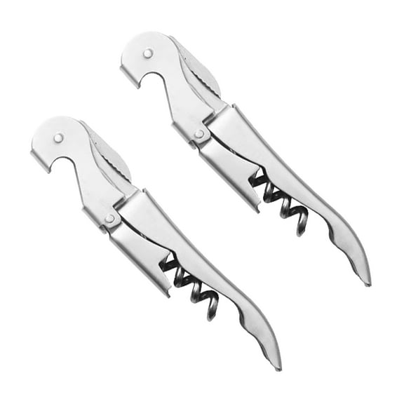 2PC Waiters Corkscrew Silver Wine Bottle Opener with Foil Cutter