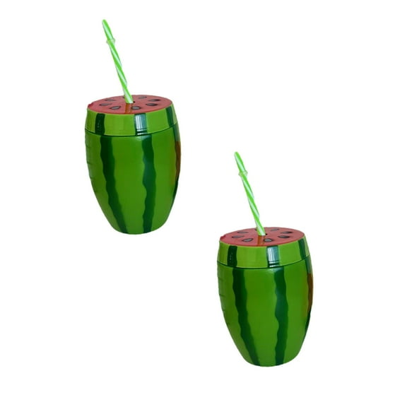 2PC Watermelon Cup with Straw, Fruit Cups with Lid for Party, Summer Cups for Kids, Watermelon Birthday Decorations