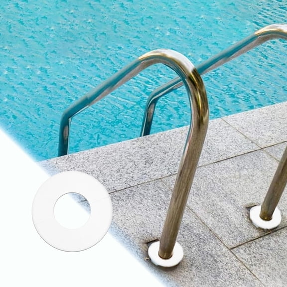 2PC White Rubber Pool Handrail Escutcheon Cover Waterproof Seal Gasket Anti Slip Deck Protector Ring For Stainless Steel Pool Ladder Anchor Base Swimming Pool Hardware Replacement Accessory