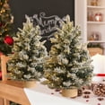 thumbnail image 1 of 2PC White Small Spruce Christmas Tree, Artificial Christmas Tree with Pot Pine Cones Snow-Covered For Desks Office Desks And Home Christmas Decorations 18IN, 1 of 8