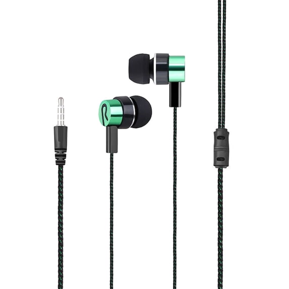 2PC Wired In-Ear Headphones with Microphone - 3.5mm Jack for iOS/Android, Laptops, Gaming, MP3/Walkman, Ergonomic Design,Green