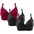 thumbnail image 1 of 3PC Women Support Wireless T-Shirt Bra Plus Size Seamless Convertible Wirefree Bras Push Up Padded Full Figure Bra 3 Pack, 1 of 4