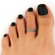 GEMKONSEY 2PC Women Antique Toe Ring Foot Beach Silver Metal Adjustable Jewelry