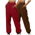 thumbnail image 1 of 2PC Women Casual Long Elastic Joggers Red Sweats Women Sweatpants Set for Women Plus Size Lounge Pants Baggy Sweatpants for Women with Pockets Women Pants, 1 of 4
